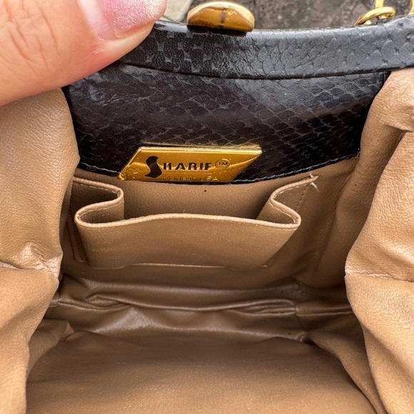 Vintage Sharif USA Tiger Stripe Suede Snakeskin Crossbody Gold Chain - Picture 7 of 9